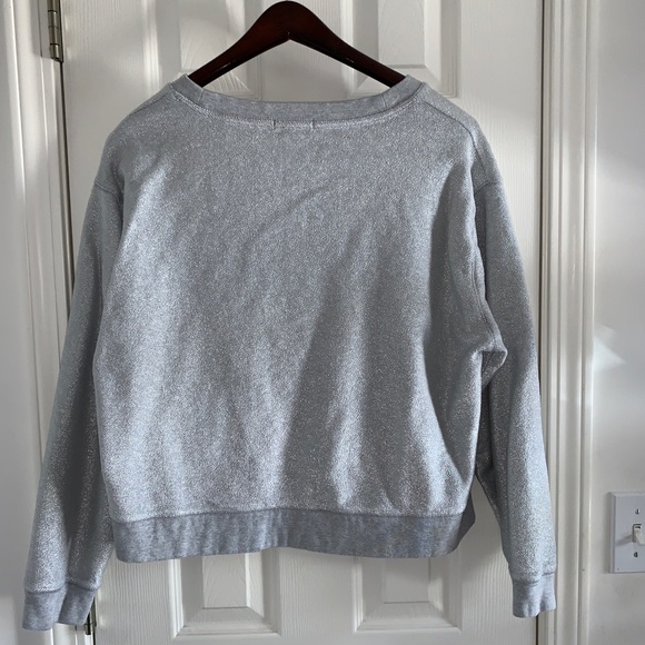 EUC J CREW Wmns Metallic Silver Sweatshirt XL - Picture 5 of 6